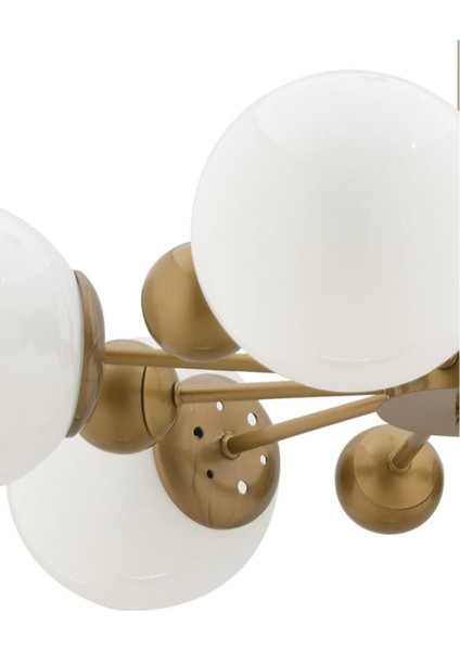 Istanbul Avize Nairobi 6'lı Eskitme Kasa Beyaz Glop Camlı Avize fırsatları