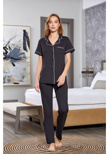 Kadın Siyah Pijama Takım 25526