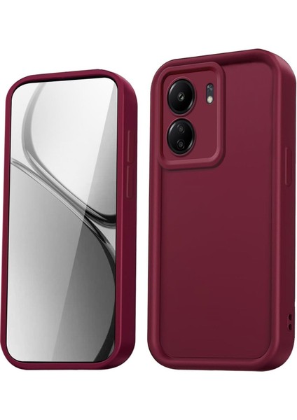 Poco C65 Uyumlu Kılıf Kamera Korumalı Yumuşak Dokulu Darbe Emici Bordo Silikon Kapak