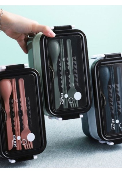 Paslanmaz Çelik Yemek Tası Isı Yalıtımlı 3 Katlı Yemek Termosu Ofis Kamp Lunchbox Mavi