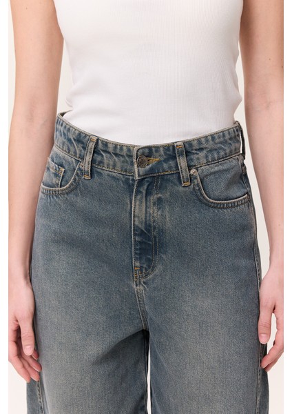 Bol Baggy Fıt Jean Gri Mavi fırsatları