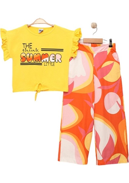 The Summer Işlemeli Kız Çocuk Bluz Pantolon Alt/üst Takım