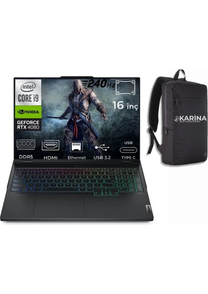 Legion Pro 7 16IRX9H Intel Core I9-14900HX 83DE0086TR-063 96GB 2tb+2tb RTX4080 12GB W11PRO 16 Inç 240Hz Wqxga Taşınabilir Bilgisayar
