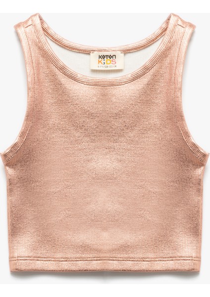 Bisiklet Yaka Ribanalı Kolsuz Parlak Atlet