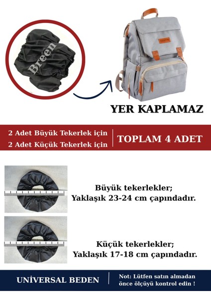 Siyah Bebek Arabası Tekerleği Koruma Kılıfı, Su ve Toz Geçirmez, Yer Kaplamaz, Türkiye'de Üretilmiştir. fiyatları