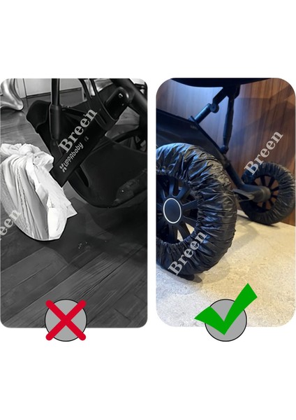 Siyah Bebek Arabası Tekerleği Koruma Kılıfı, Su ve Toz Geçirmez, Yer Kaplamaz, Türkiye'de Üretilmiştir. modelleri