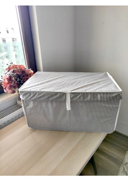 5 Adet - Kapaklı Çok Amaçlı Çamaşır-Saklama-Düzenleme Vb Hurç, Kutu 60 x 40 x 30 - Mega Kutu - Gri