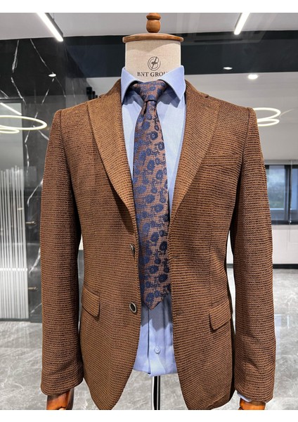 Sütlu Kahve Blazer Tek Ceket Slim Fit | Agustini modelleri