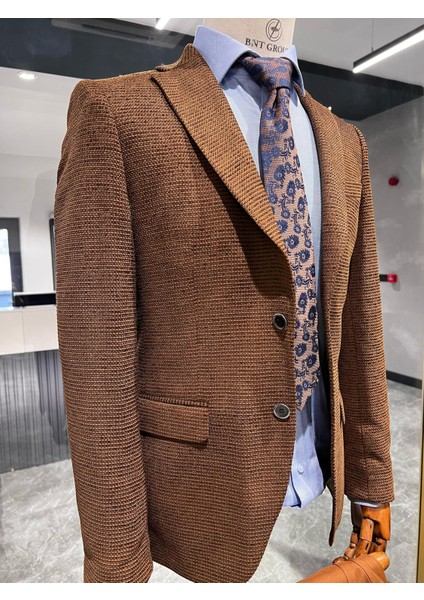 Sütlu Kahve Blazer Tek Ceket Slim Fit | Agustini fırsatları