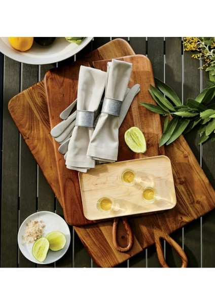 Büyük Akasya Tahtası, El Yapımı, Şeffaf Lake Kaplama ve Kelebek Detayı fırsatları