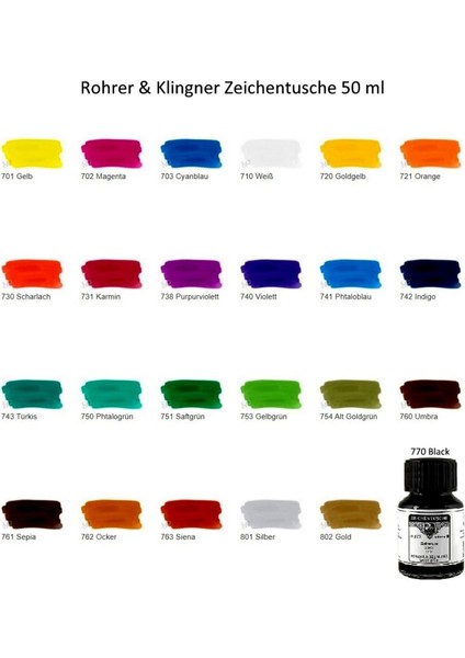 Rohrer&klingner Kaligrafi Mürekkebi Zeichentusche 29-Airbrush-Fırça-Divit-Sulu Boya 50ML-710-WHITE