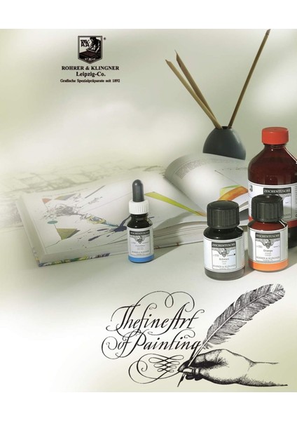 Rohrer&klingner Kaligrafi Mürekkebi Zeichentusche 29-Airbrush-Fırça-Divit-Sulu Boya 50ML-710-WHITE