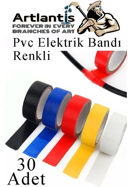 Renkli Elektrik Bandı 30 Adet Pvc Izolo Bant Elektrikçi Bandı Su Geçirmez Isıya Dayanıklı Yalıtım Bandı