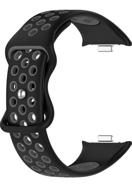 Xiaomi Redmi Watch 4 Uyumlu Kordon Delikli Silikon Siyah Gri