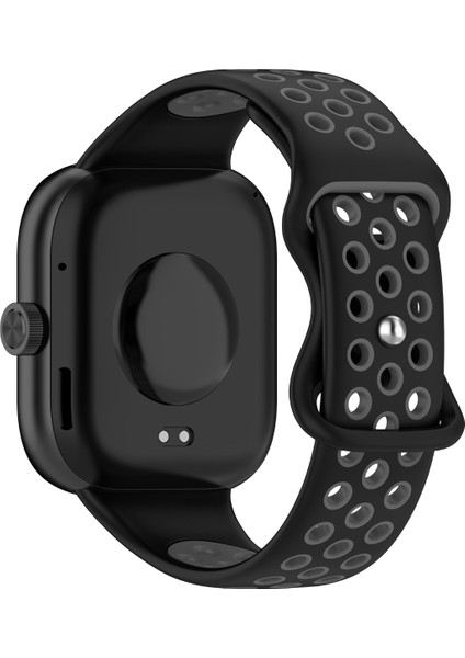 Xiaomi Redmi Watch 4 Uyumlu Kordon Delikli Silikon Siyah Gri modelleri