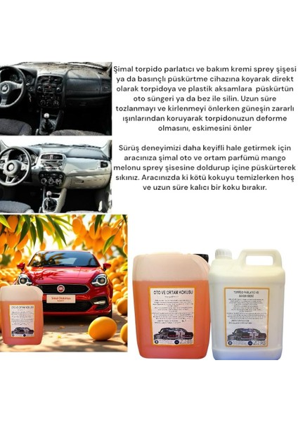 2'Li Araba Temizleme Seti/Oto Bakım Seti 5 Lt; Torpido Parlatıcı Süt Oto Ve Ortam Parfümü