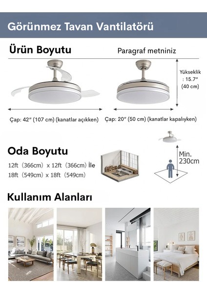 Dlc Zonda Gümüş Renk LED Tavan Vantilatörü 107 cm