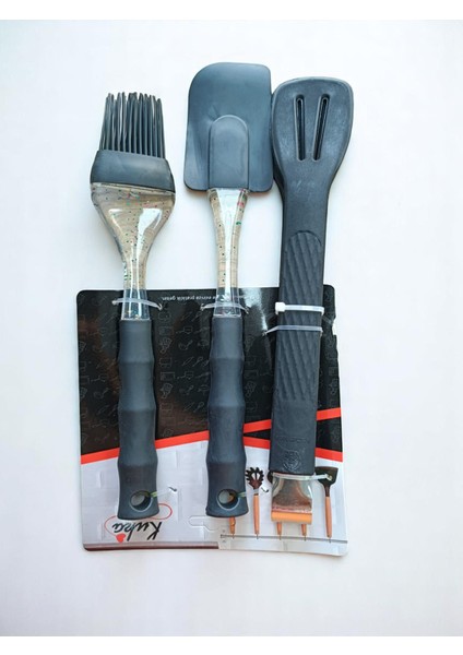 3 Parça Silikon Set Siyah Renk