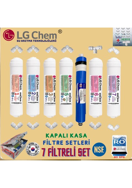 Lg Chem Ücretsiz Montajlı Gold Specıal 12 Litre 7 Filtre 14 Aşama Gümüş Iyon Tatlandırıcı Mineral Alkali 90 Gpd Nano Membranlı 304 Kalite Krom Musluklu 12 Litre Çelik Tanklı Su Arıtma Cihazı