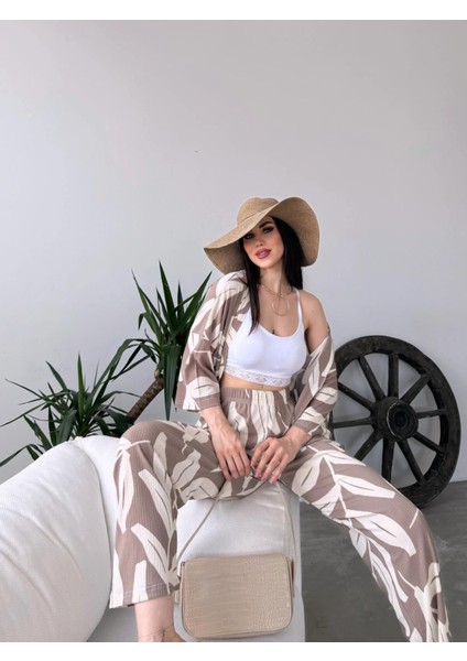 Desenli Kimono & Pantolon Ikili Takım fiyatları