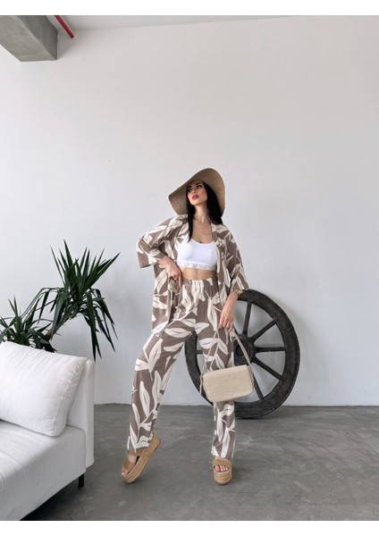 Desenli Kimono & Pantolon Ikili Takım modelleri