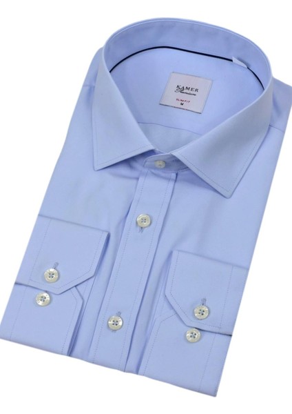 Erkek Slim Fitt Uzun Kol Kulplu Gömlek 2396 BGL-ST04379