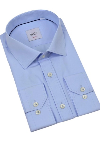 Erkek Slim Fitt Uzun Kol Kulplu Gömlek 2396 BGL-ST04379