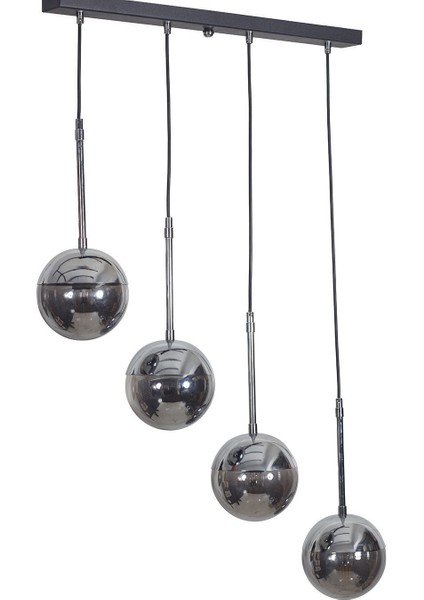 Luvia 4 Lü Krom-Siyah Metal Gövde Füme Camlı Tasarım Lüx Sarkıt Avize fiyatları