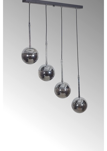 Luvia 4 Lü Krom-Siyah Metal Gövde Füme Camlı Tasarım Lüx Sarkıt Avize modelleri