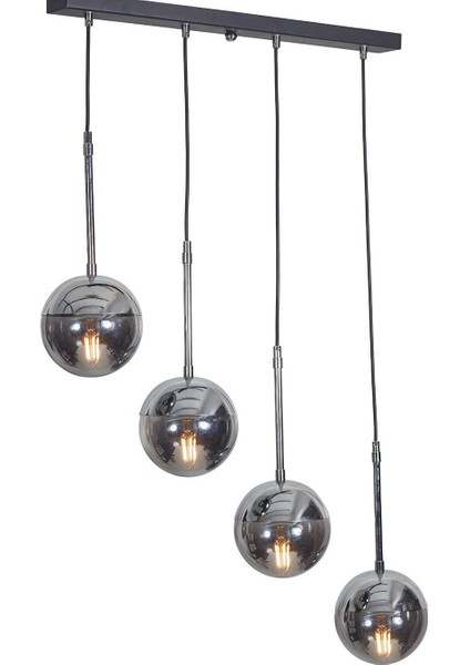 Luvia 4 Lü Krom-Siyah Metal Gövde Füme Camlı Tasarım Lüx Sarkıt Avize fırsatları