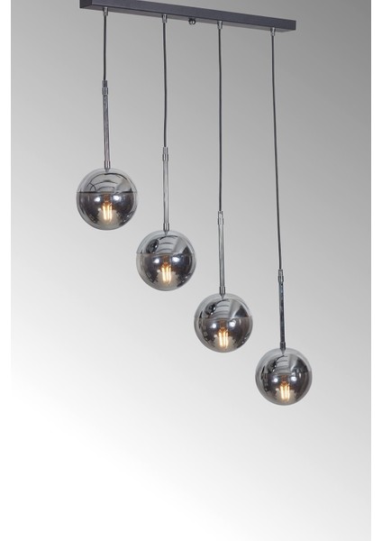 Luvia 4 Lü Krom-Siyah Metal Gövde Füme Camlı Tasarım Lüx Sarkıt Avize indirimleri