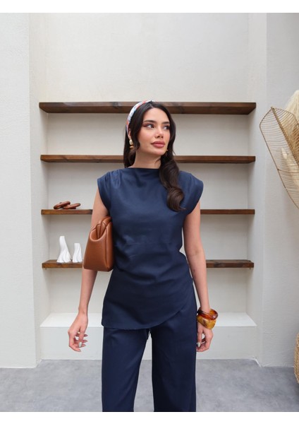Asimetrik Bluz Keten Pantolon Takım fiyatları