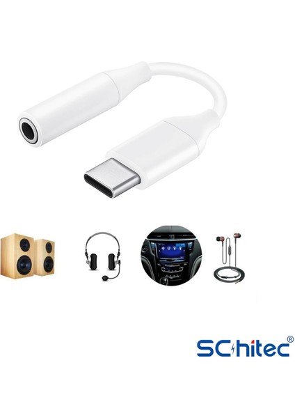 UC10 Type-C To 3.5mm Jack Dönüştürücü Adaptör Beyaz