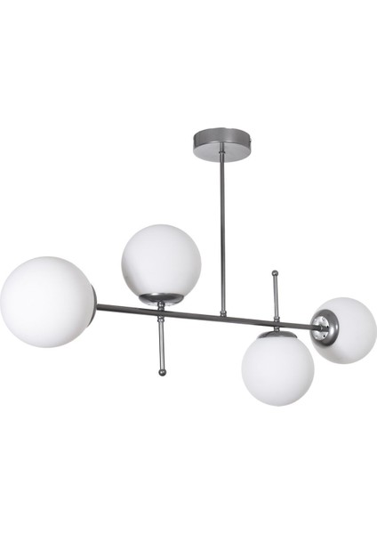 Feris Modern Tasarım Salon Mutfak Yatak Odası Gri Renk Beyaz Camlı 4 Lü Avize fiyatları