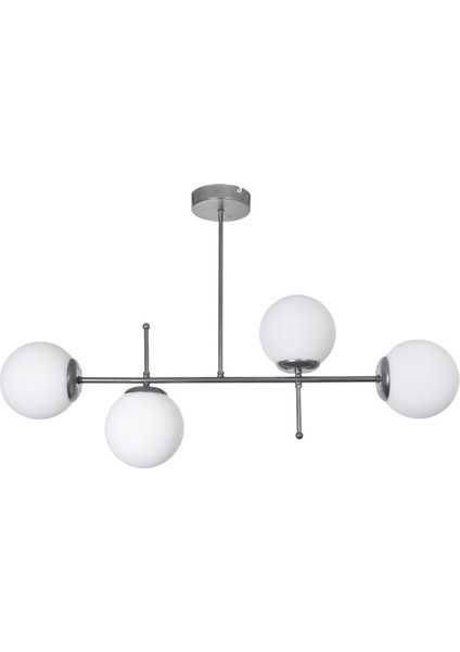 Feris Modern Tasarım Salon Mutfak Yatak Odası Gri Renk Beyaz Camlı 4 Lü Avize modelleri