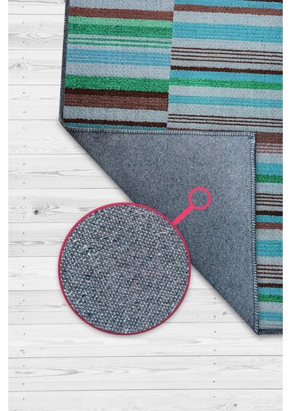 Çizili Mavi Renkli Halı Mutfak Halısı Çizgili Oturma Odası Halısı Retro Tarzı Salon Halısı modelleri