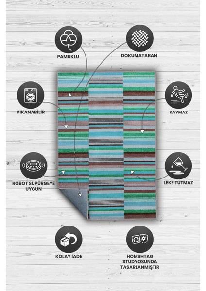 Çizili Mavi Renkli Halı Mutfak Halısı Çizgili Oturma Odası Halısı Retro Tarzı Salon Halısı fırsatları