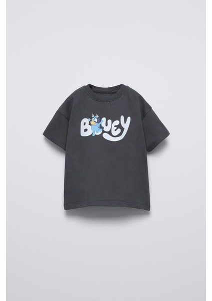 Çocuk Pamuklu Siyah Kırmızı Bluey T-Shirt ve Şort Takım modelleri
