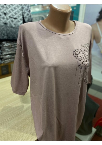 Kadın Kısa Kol Taşlı Penye Bluz fiyatları