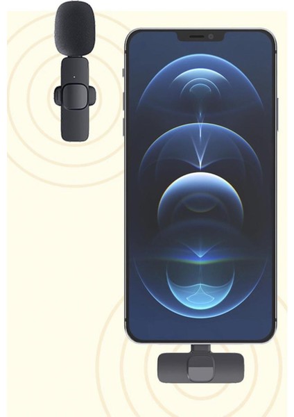 K9 2li Type-C + Lightning Dönüştürücülü Kablosuz Yaka Mikrofonu 2li