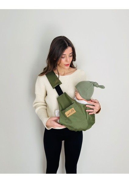 Child Carrier - 10 Ay - 4 Yaş (18 Kg) Haki Cepli Çocuk Taşıyıcı Sling