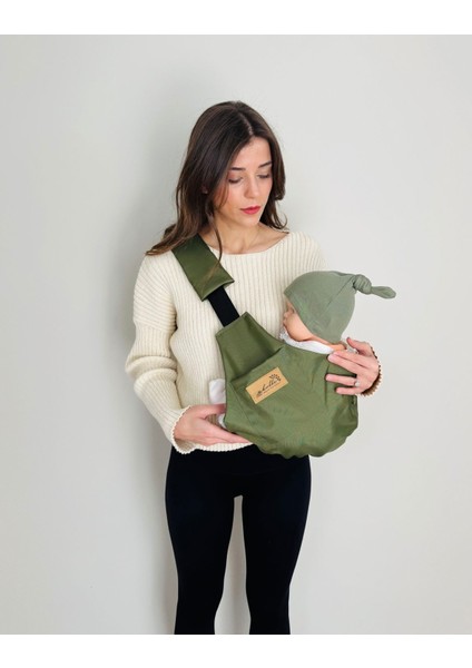 Child Carrier - 10 Ay - 4 Yaş (18 Kg) Haki Cepli Çocuk Taşıyıcı Sling