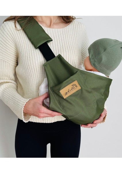Child Carrier - 10 Ay - 4 Yaş (18 Kg) Haki Cepli Çocuk Taşıyıcı Sling