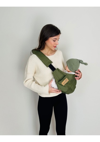 Child Carrier - 10 Ay - 4 Yaş (18 Kg) Haki Cepli Çocuk Taşıyıcı Sling