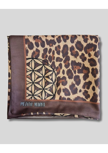 Kahverengi Pamuk Şal Leopar ve Yaşam Çiçeği Desenli 70CMX190CM indirimleri