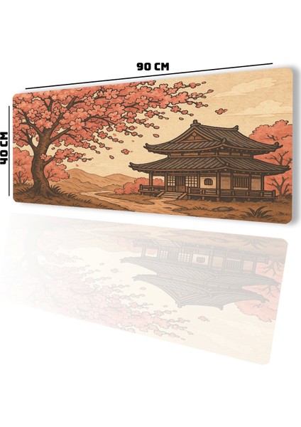 Ultragrand Japon Kiraz Ağacı ve Japon Evi Dikişsiz Xxl Gaming Oyuncu Masaüstü Pembe Klavye Mouse Pad 40X90CM fiyatları