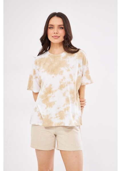Kadın Kum Desenli Kısa Kollu T-Shirt fiyatları