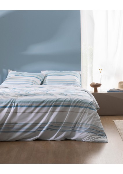 Sorel King Size %100 Pamuk Ranforce Baskılı Nevresim Takımı - Turkuaz