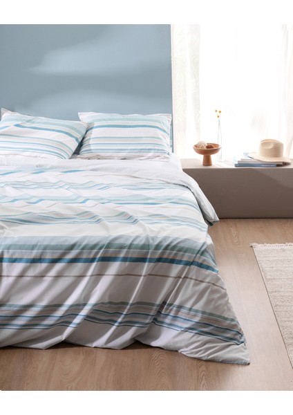 Sorel King Size %100 Pamuk Ranforce Baskılı Nevresim Takımı - Turkuaz fiyatları
