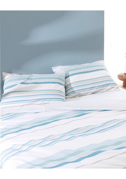 Sorel King Size %100 Pamuk Ranforce Baskılı Nevresim Takımı - Turkuaz modelleri